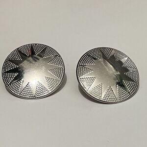 Sunburst Star Textured Silver Metal Earrings Western Sheriff Sun